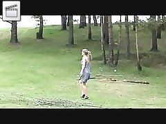 Cute teenage doll pees overhead a sun-drenched field Part 4